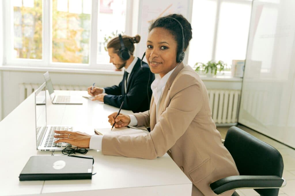 Customer service team using CRM-aligned tools