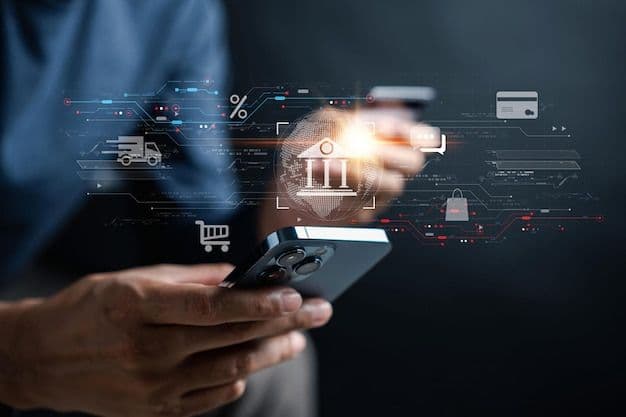 Customer using digital banking tools on a mobile device.