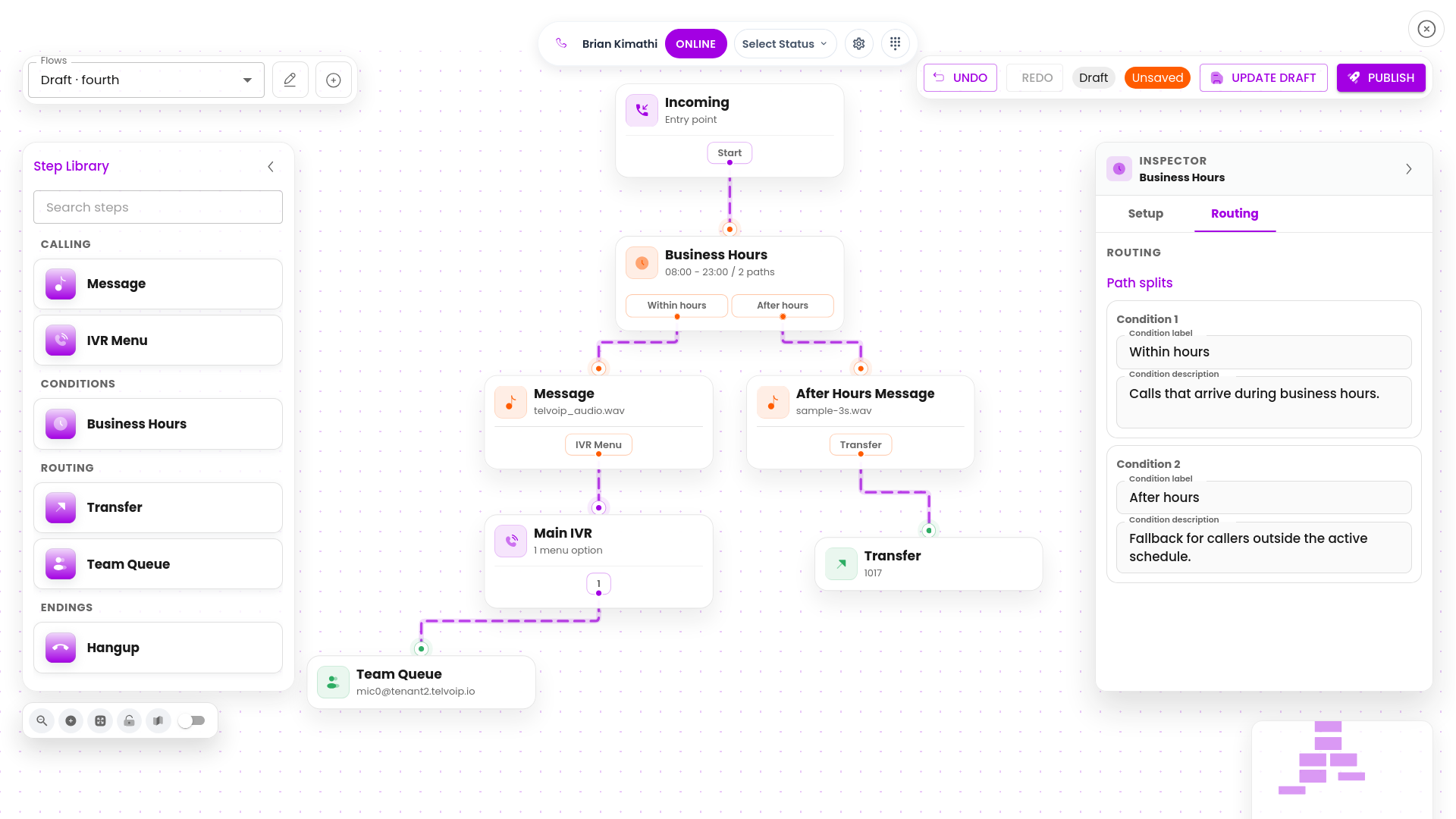 Call flow routing illustration